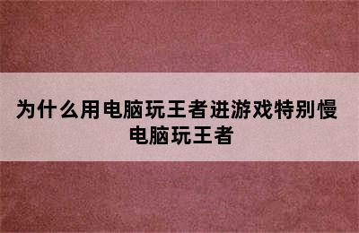 为什么用电脑玩王者进游戏特别慢 电脑玩王者